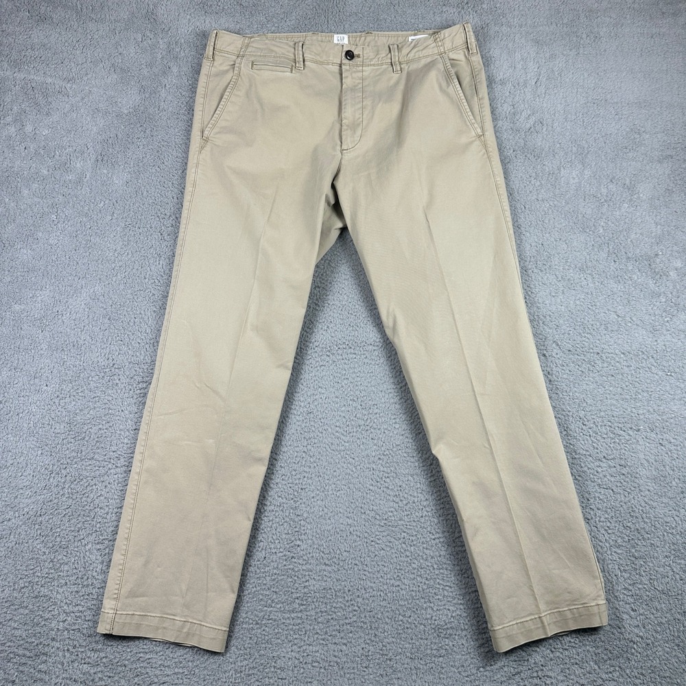 Gap‎ Straight Vintage Wash Stretch Khaki Pants Mens 36x32 Tan Chinos Business
